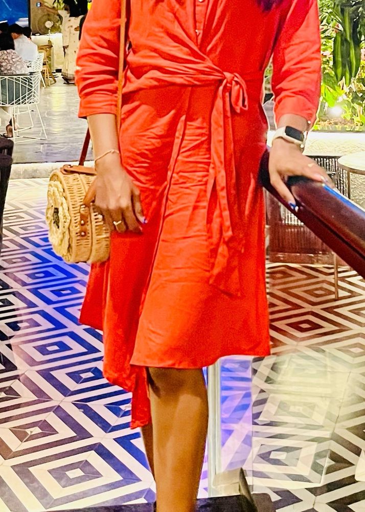 Beautiful Crimson Tie Pattern Dress