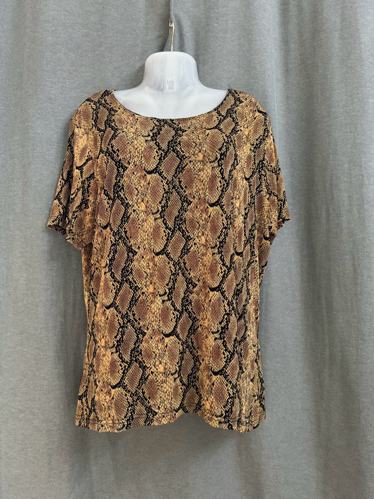 Black And Russet Brown Snake Print Top For Women&#39;s