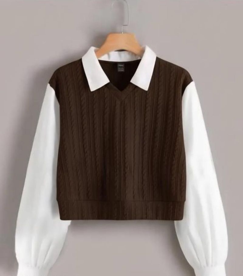 Preppy Knit Sweater Vest with Sleeves