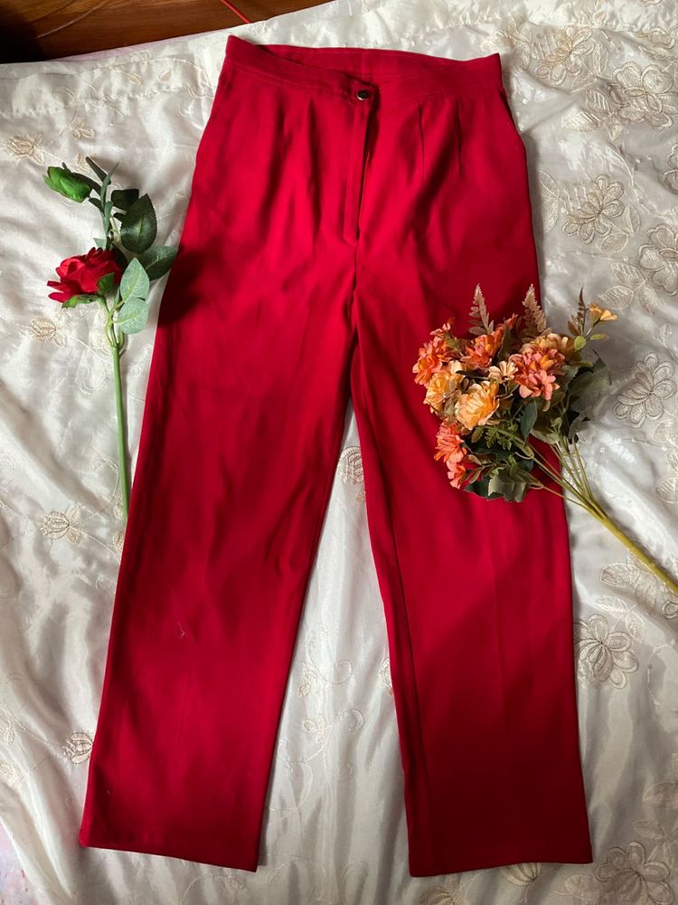 Red Velvet Straight Pants