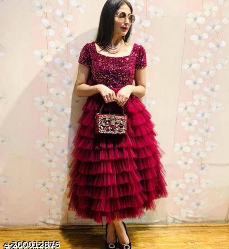 Stunning Red Tiered Tulle Dress