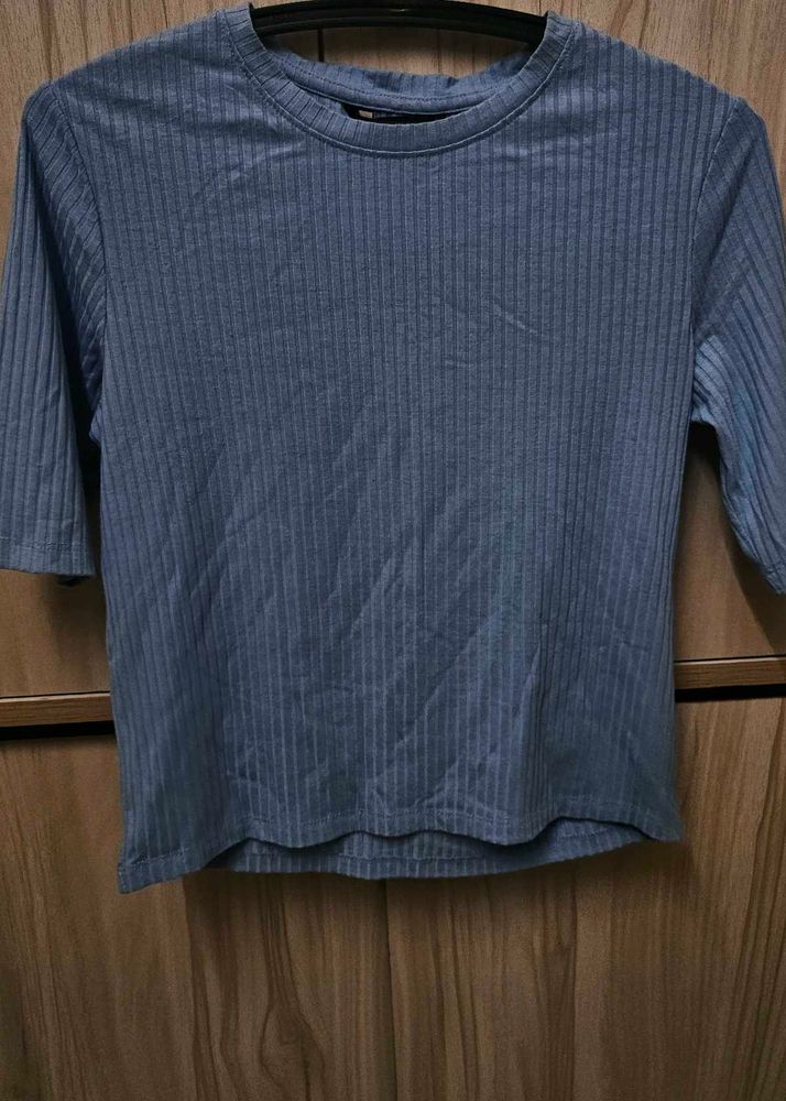 Ribbed Sky Blue Top