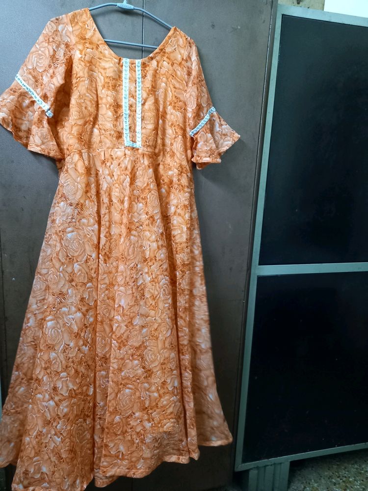 Chiffon Long Gown Dupatta Set