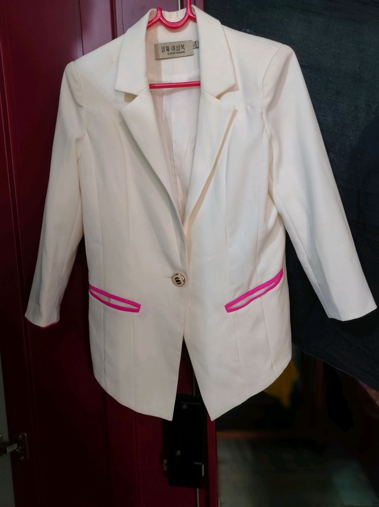 White Blazer with Pink Trim