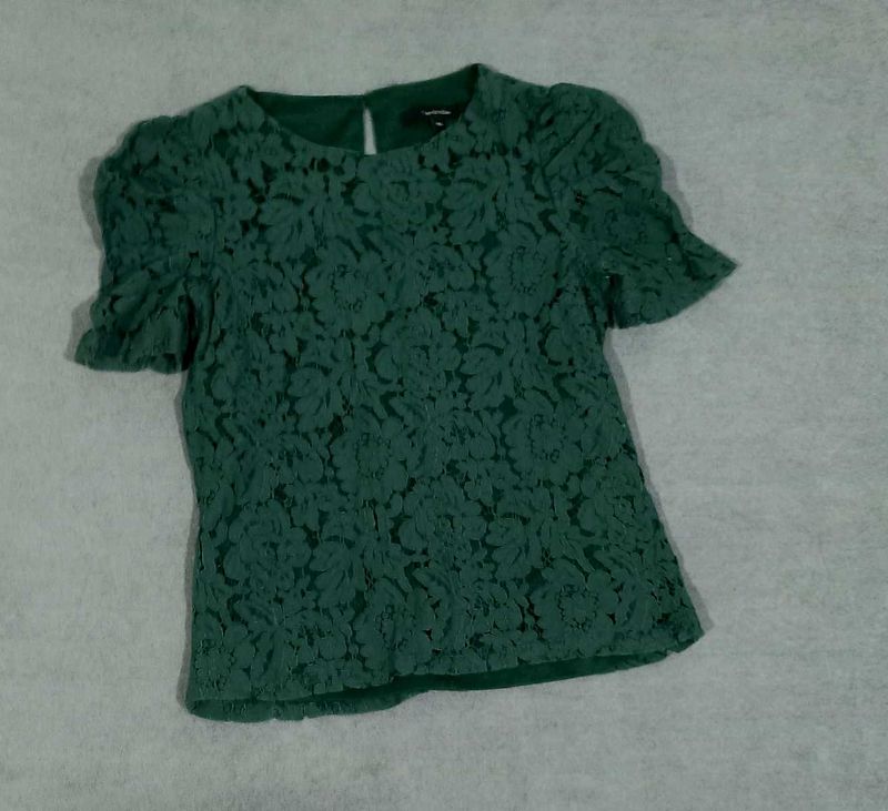 Green Lace Detail Top