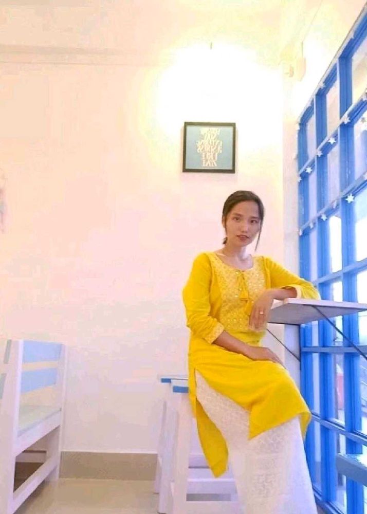 Yellow Embroidered Kurti Set