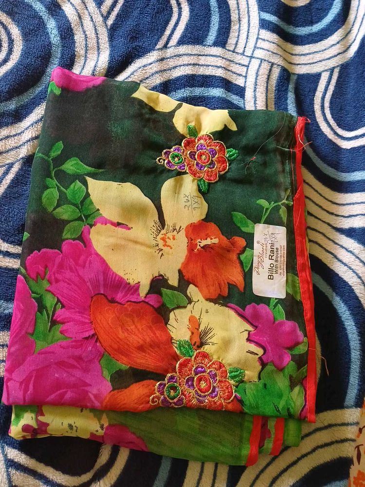 NEW FLORAL EMBROIDERED SAREE