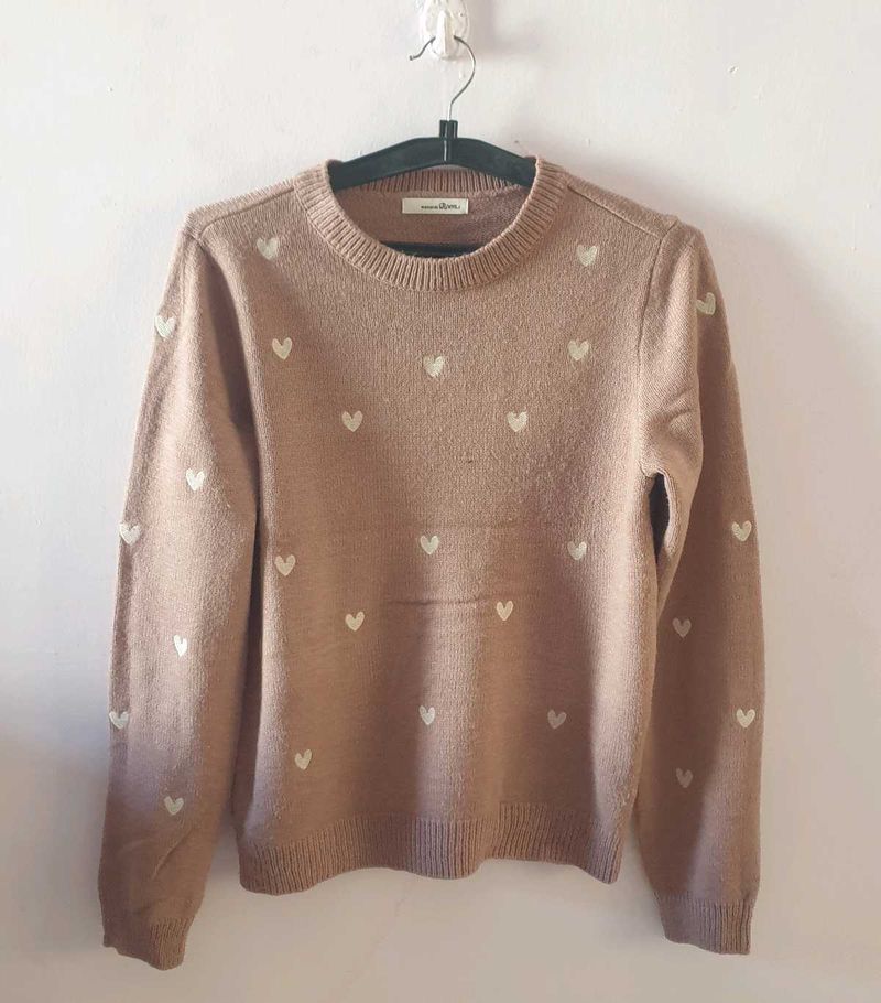 Heart Pattern Knit Sweater