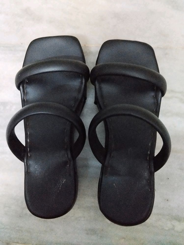 Black Square Toe Sandals