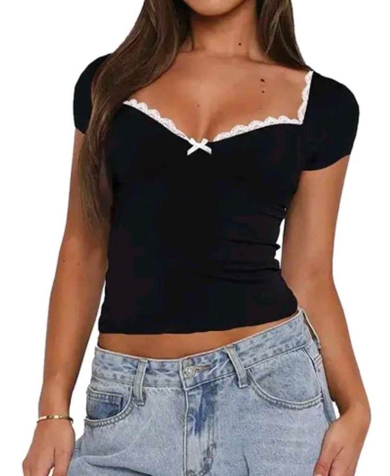 Black Lace Trim Top