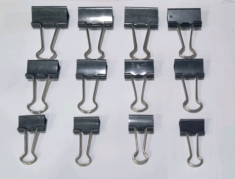 Black Binder Clips - 12