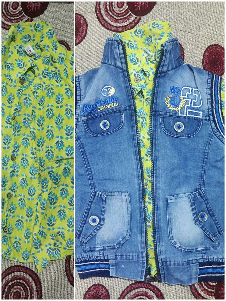 Boys Shirt &amp; Denim Jacket Set