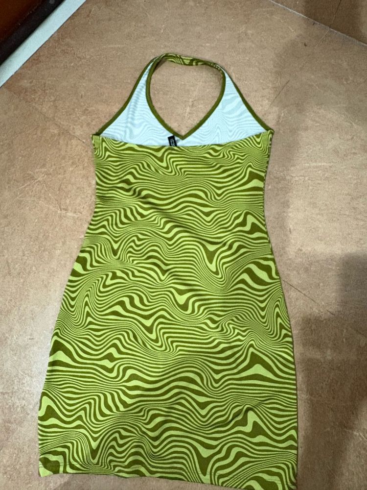 Green Swirl Halter Mini Dress