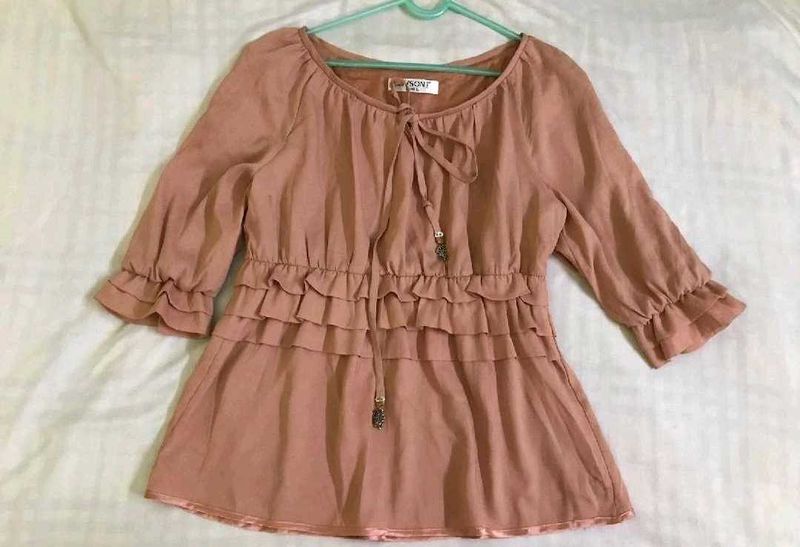 Ruffled PeachTunic Top Bust 36