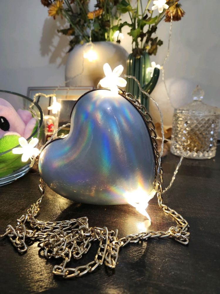 Cute Heart Shaped Metallic Bag