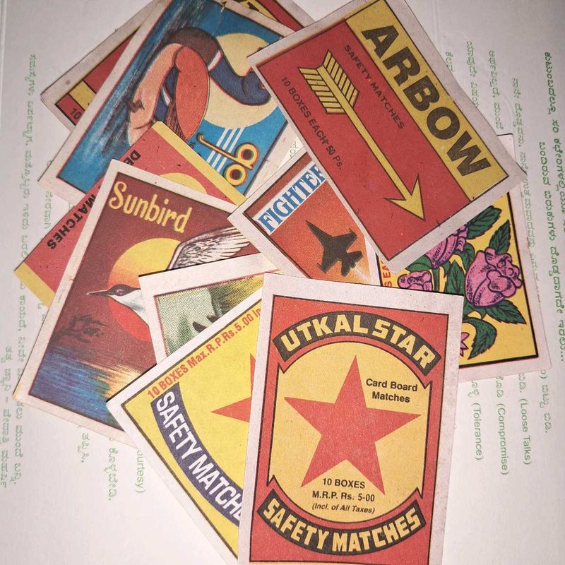 10 Vintage Indian Matchbox Labels