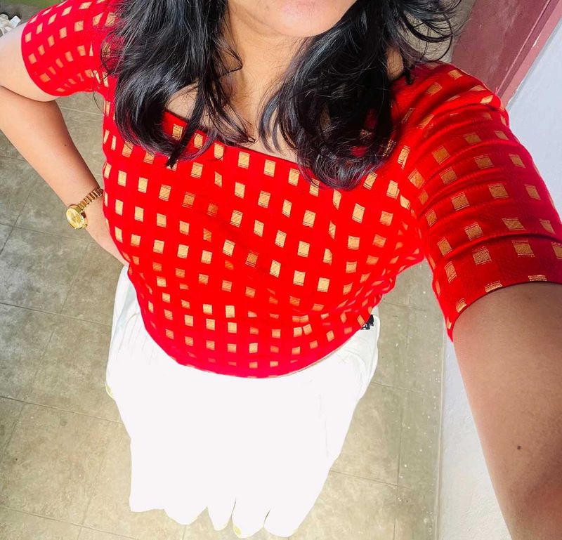 Red &amp; Gold Party Blouse