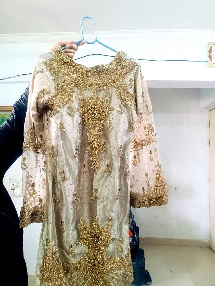 Elegant Gold Stone Garara Suit