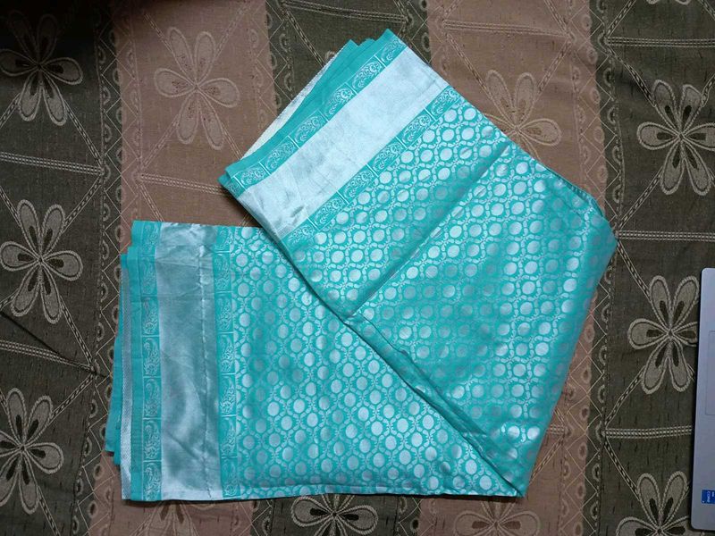 Teal Banarasi Style Saree