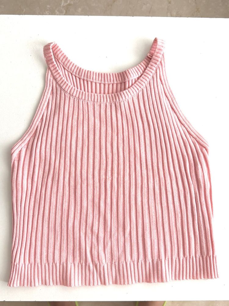 Pink Ribbed Tank Top