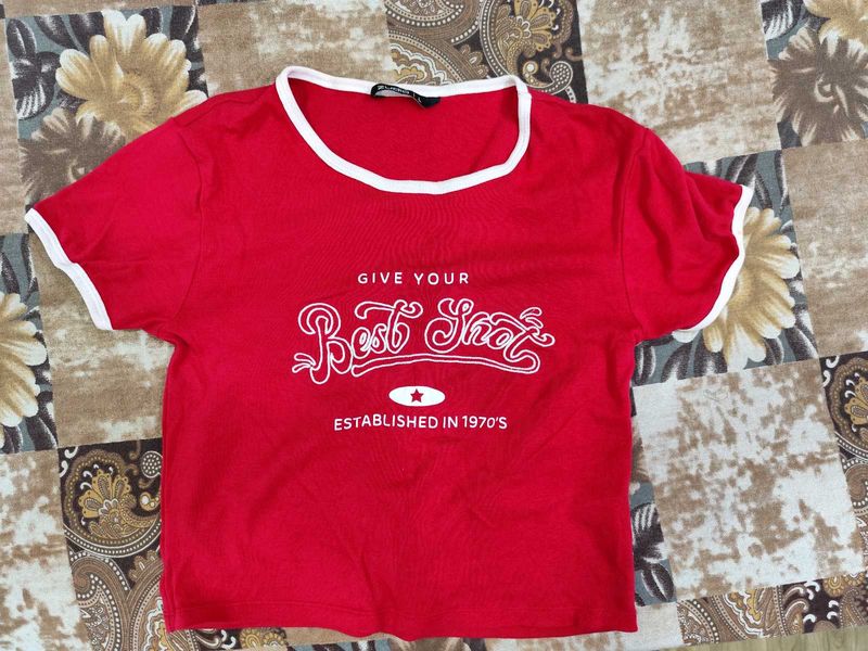 Red Graphic Ringer Tee