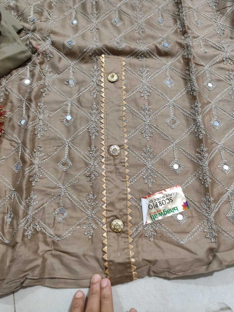 Chanderi Cotton Shining Work Suit