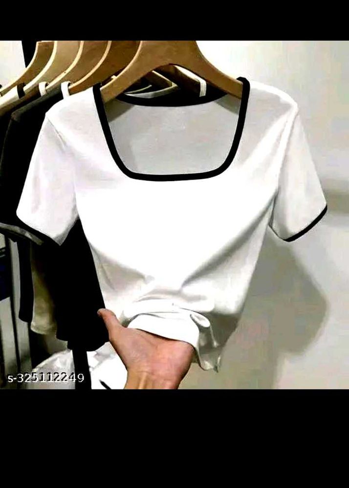 White Square Neck Tee