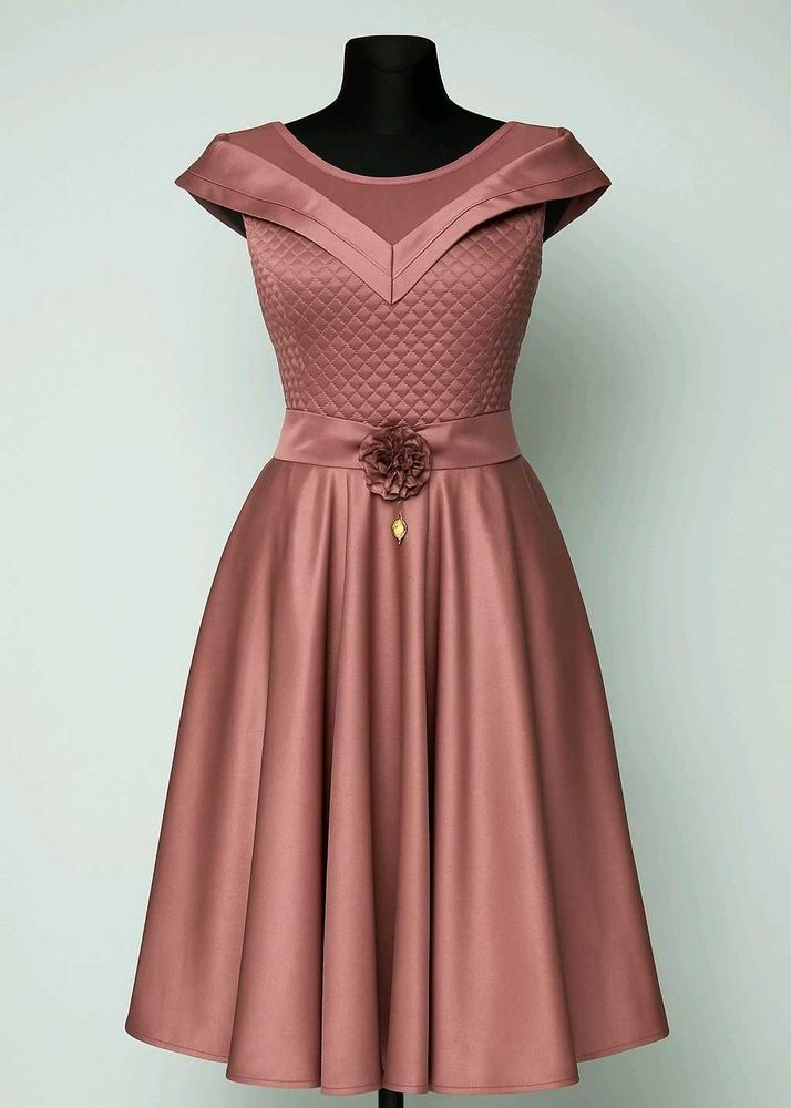 Elegant Mauve Fit &amp; Flare Dress