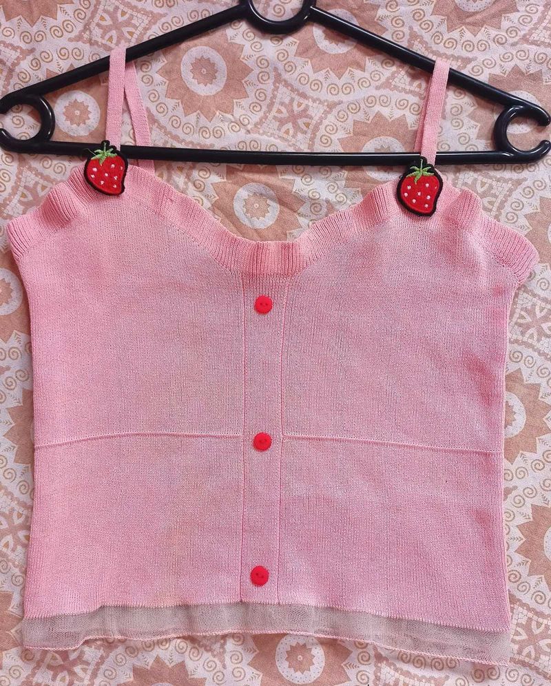 Cute Pink Strawberry Top