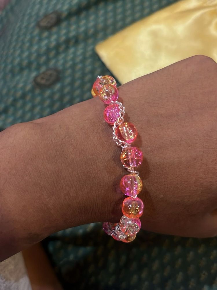 Pink &amp; Orange Beaded Bracelet