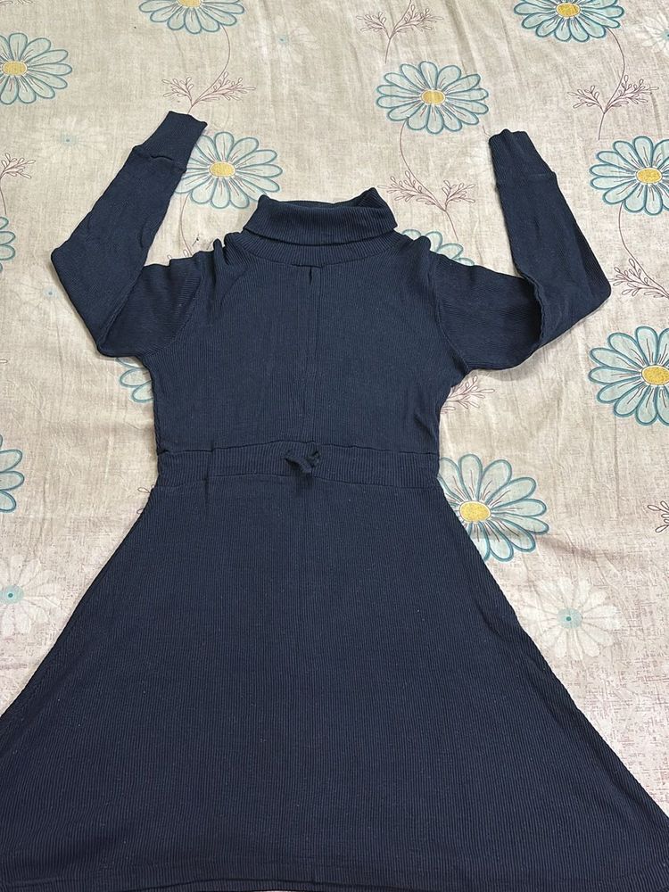 Navy Turtleneck Knit Dress