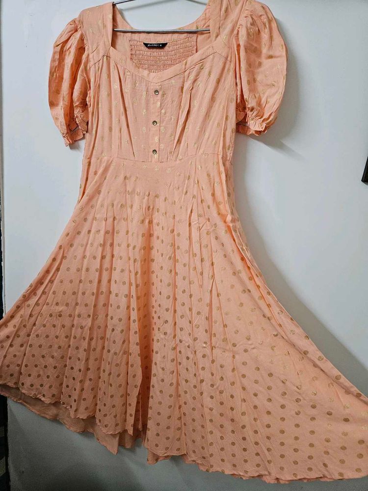 Zudio Peach Ethnic Kurti /gown