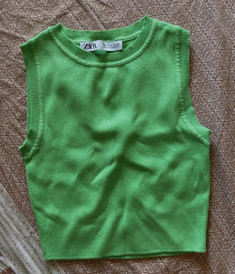 Zara Green Knit Tank Top