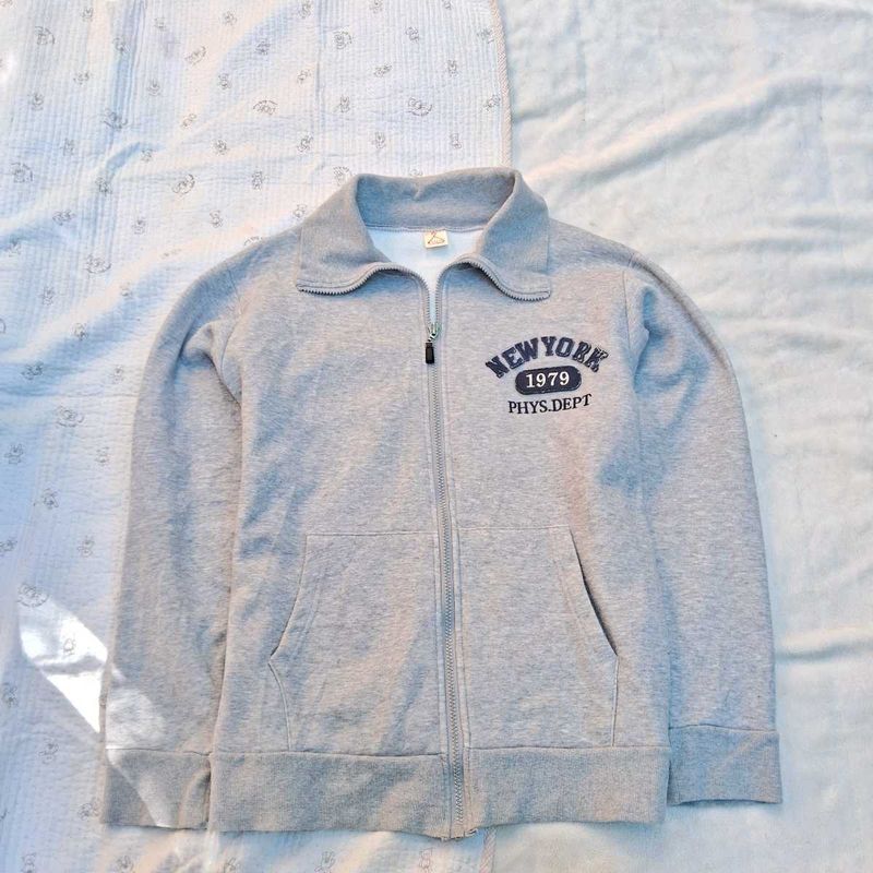 Vintage y2k grey Newyork Style Zip-Up Jacket