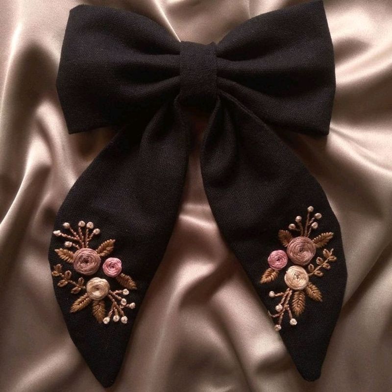 embroidery hair bow