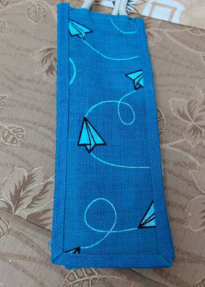 Blue Paper Plane Jute Bag