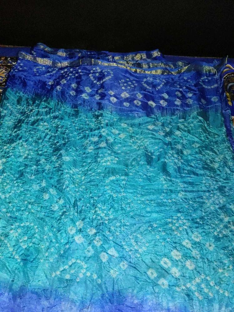 Blue Bandhani Saree