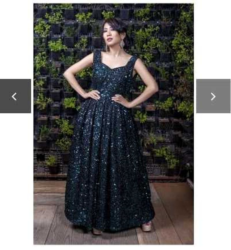 Sequins Black Party/ Engagement Full Length Gown