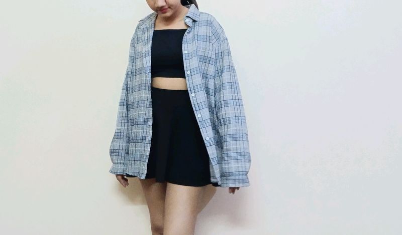 Korean Check Oversized Shirt/works As Summer Coat