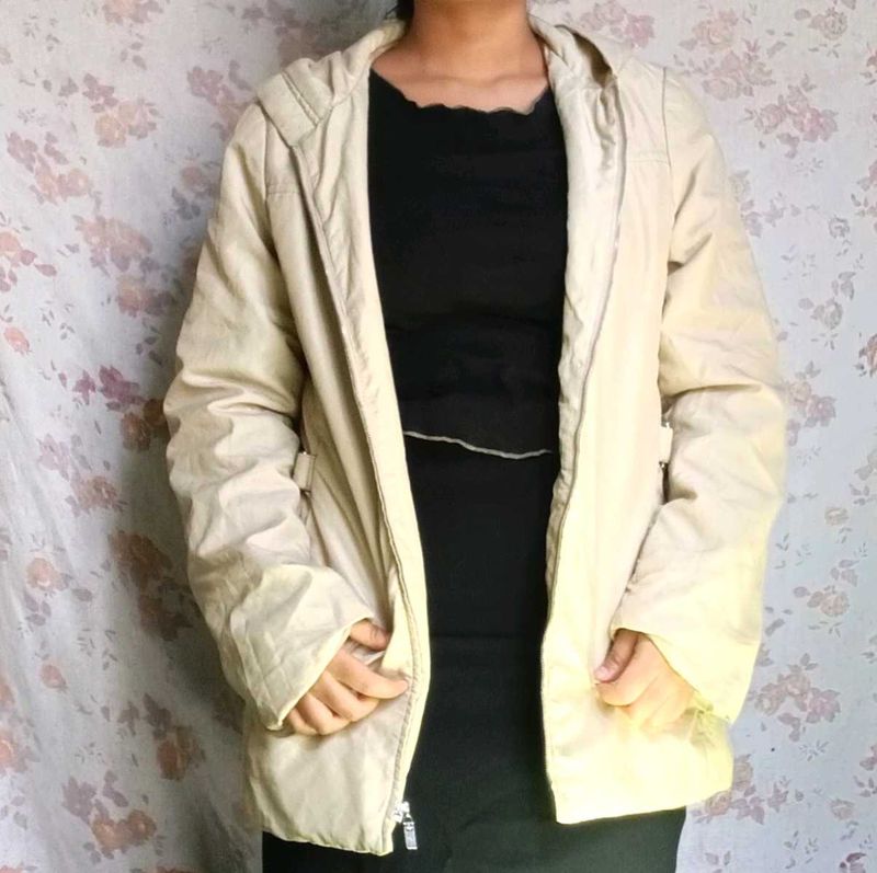 Beige Hooded Jacket