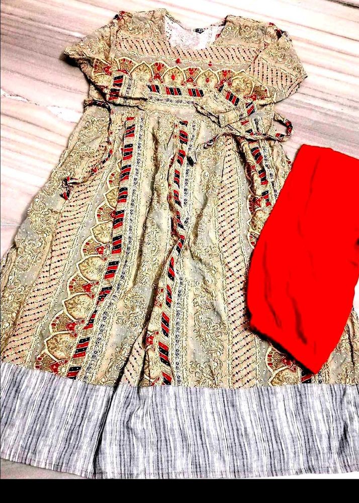 Patterned Anarkali Dress