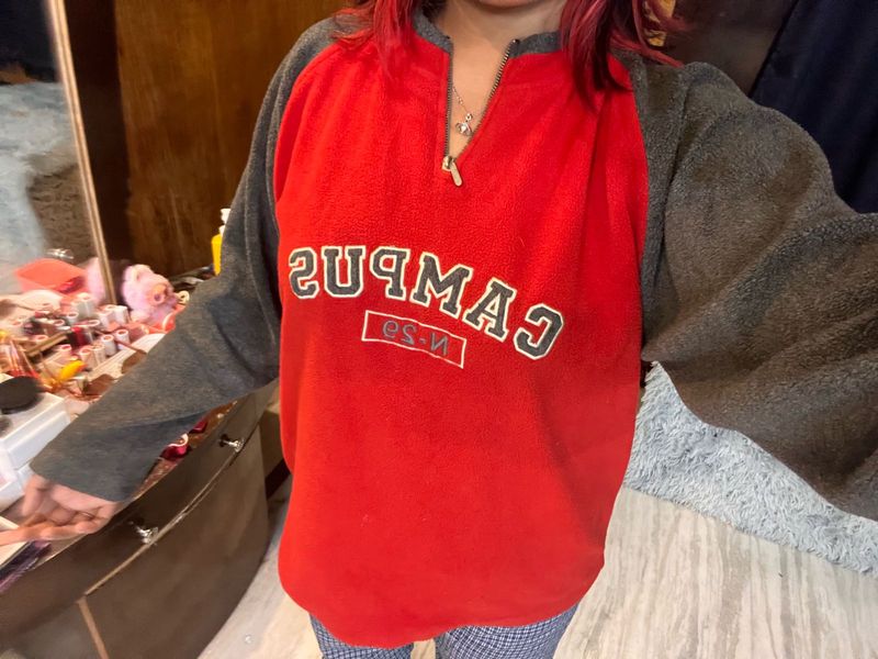 Campus Red &amp; Gray Pullover