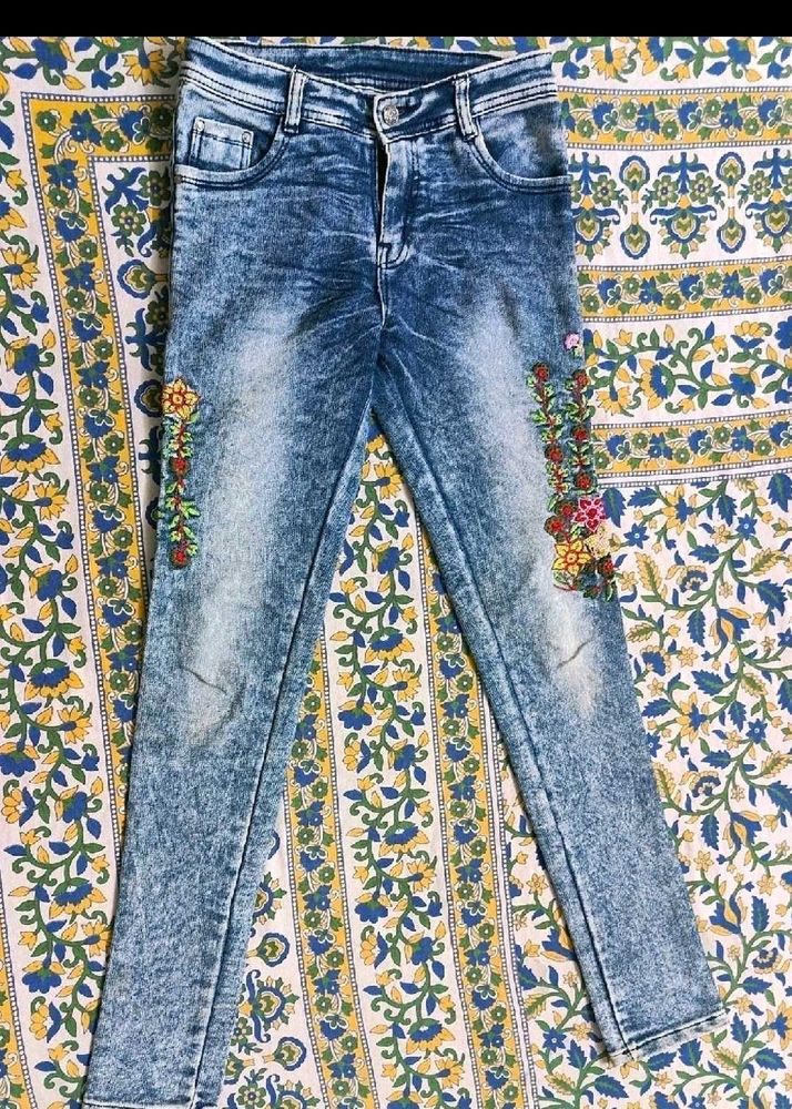 Floral Embroidered Jeans