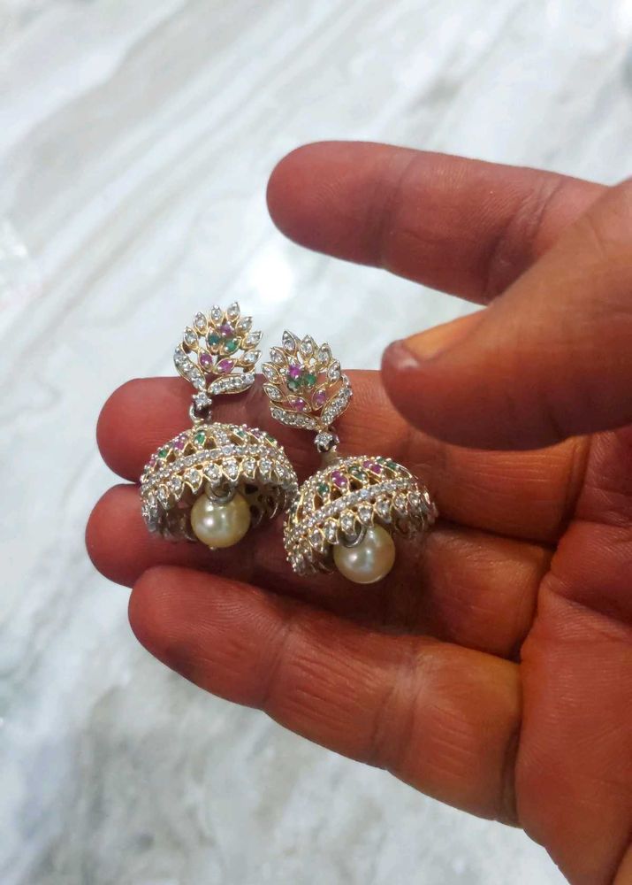 2 Pearl Jhumka Earrings