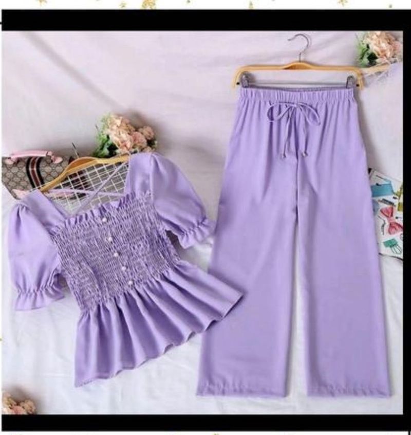 Lavender Smocked Top &amp; Pant Set