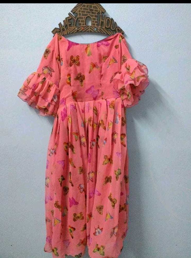 Pink Butterfly Print Dress