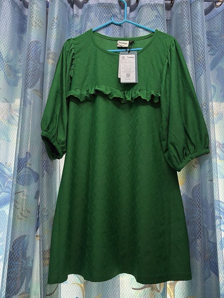 Green Ruffle Mini Dress