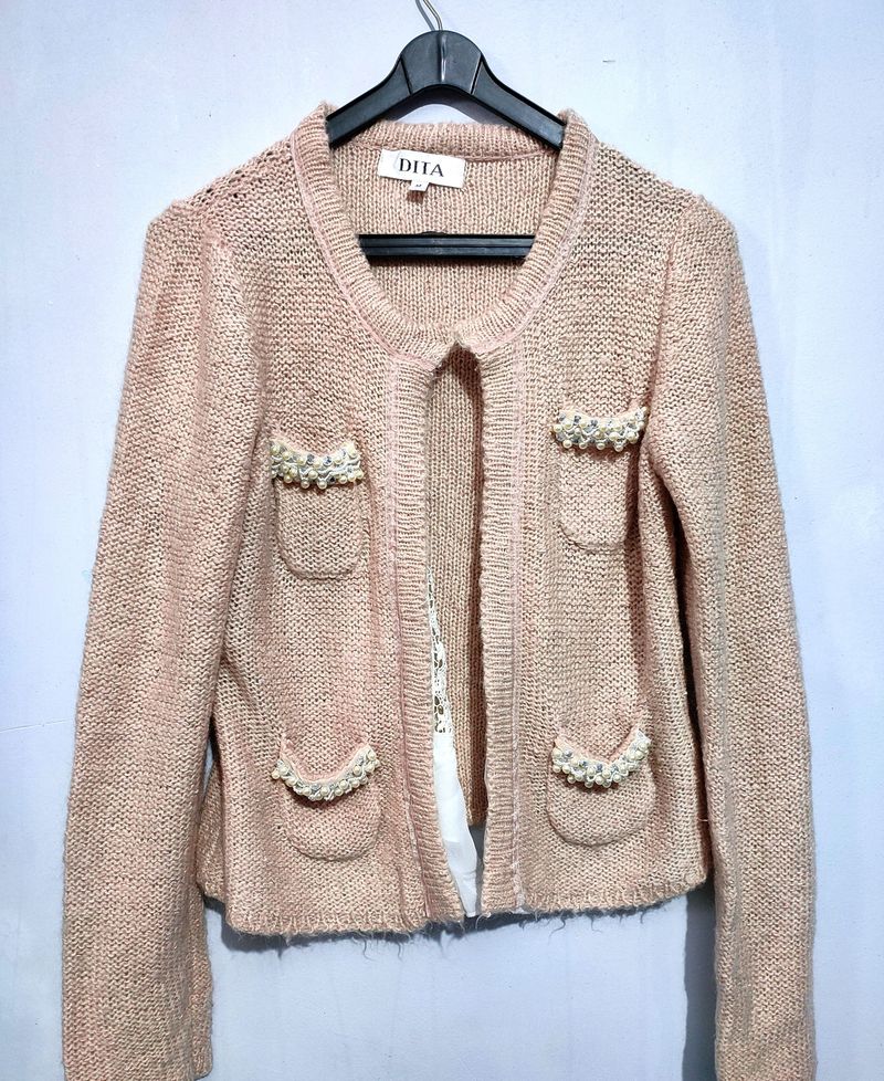 Korean Short Jacket With Detachable Lace