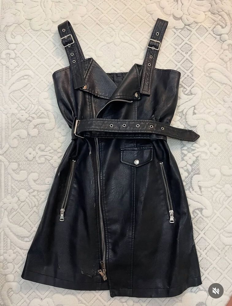 Black Faux Leather Dress