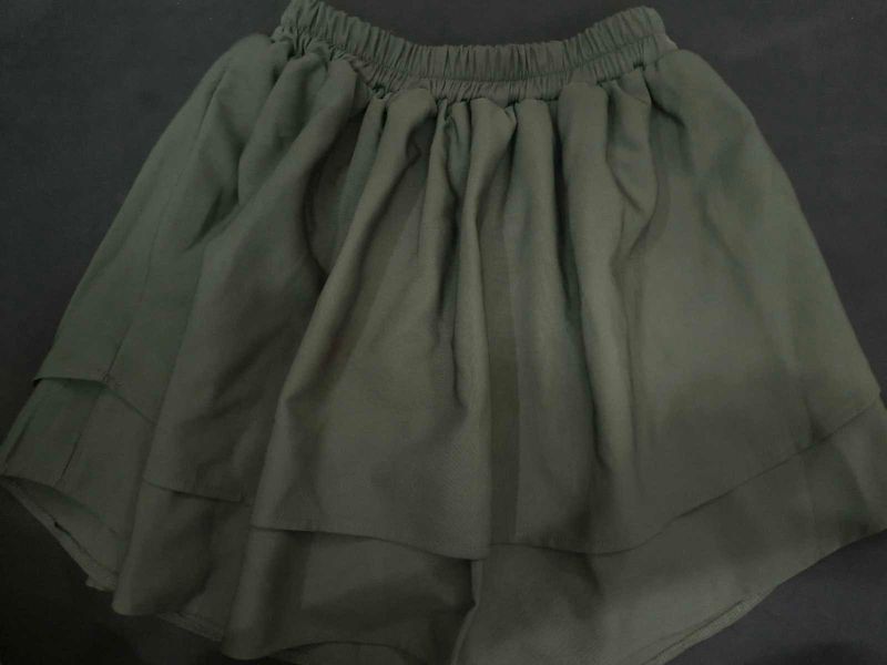 Premium Quality Olive Green Tiered Mini Skirt